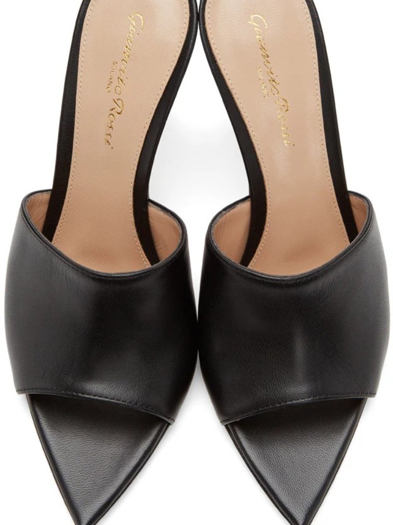Gianvito Rossi Alise 85 Black Nappa Mule Size 7/37 * Nib*
